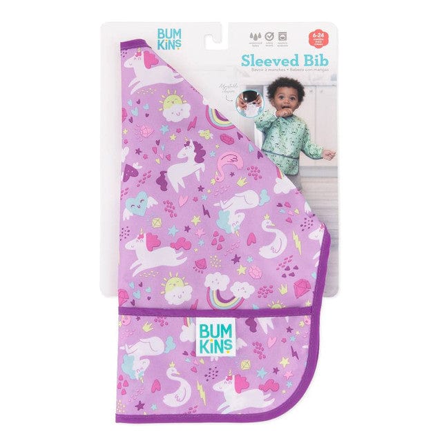 Bumkins Accessory Feeding Waterproof Sleeved Bib - Unicorns