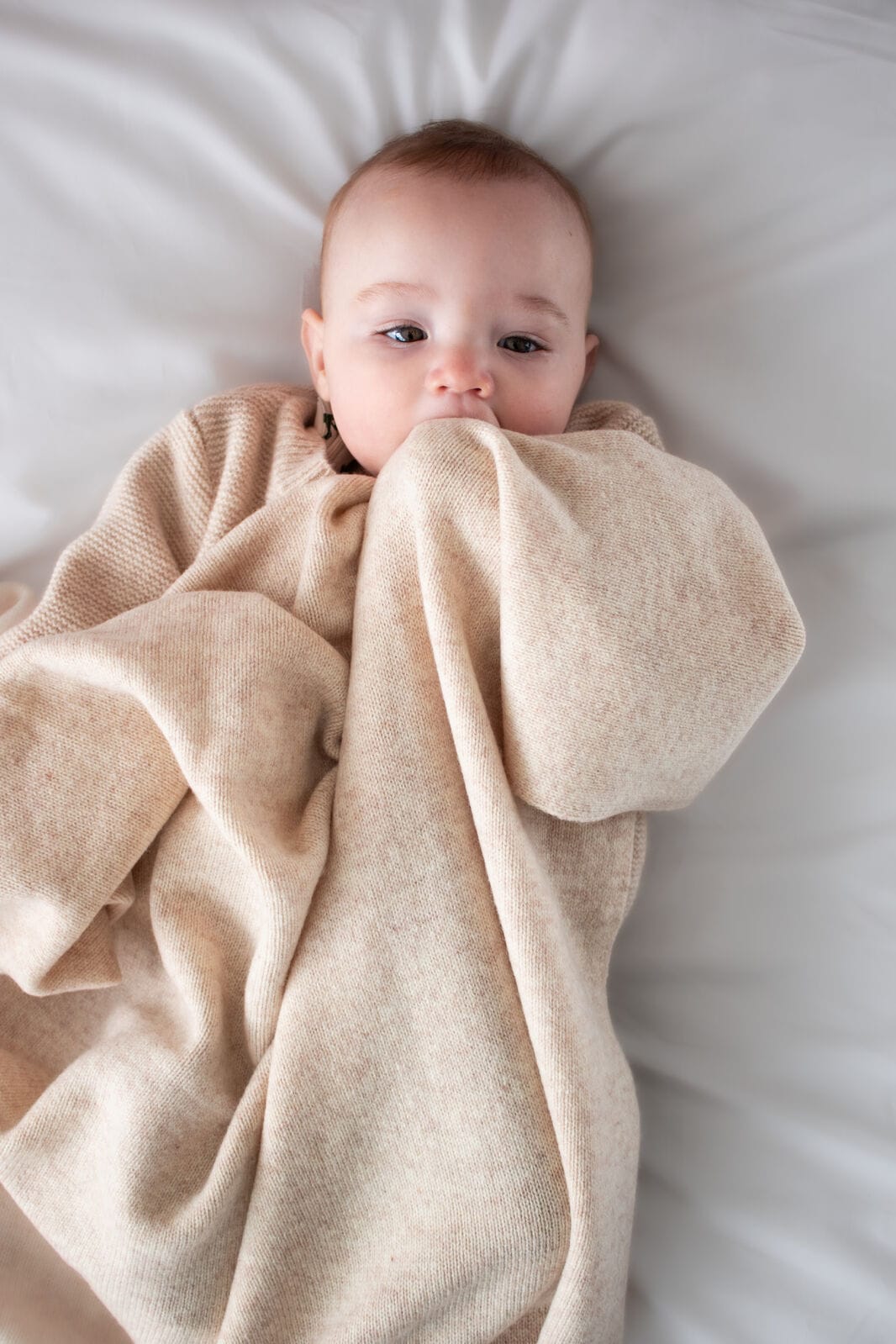 Burrow & Be Accessory Blanket 100% Wool Knit Baby Blanket - Ecru