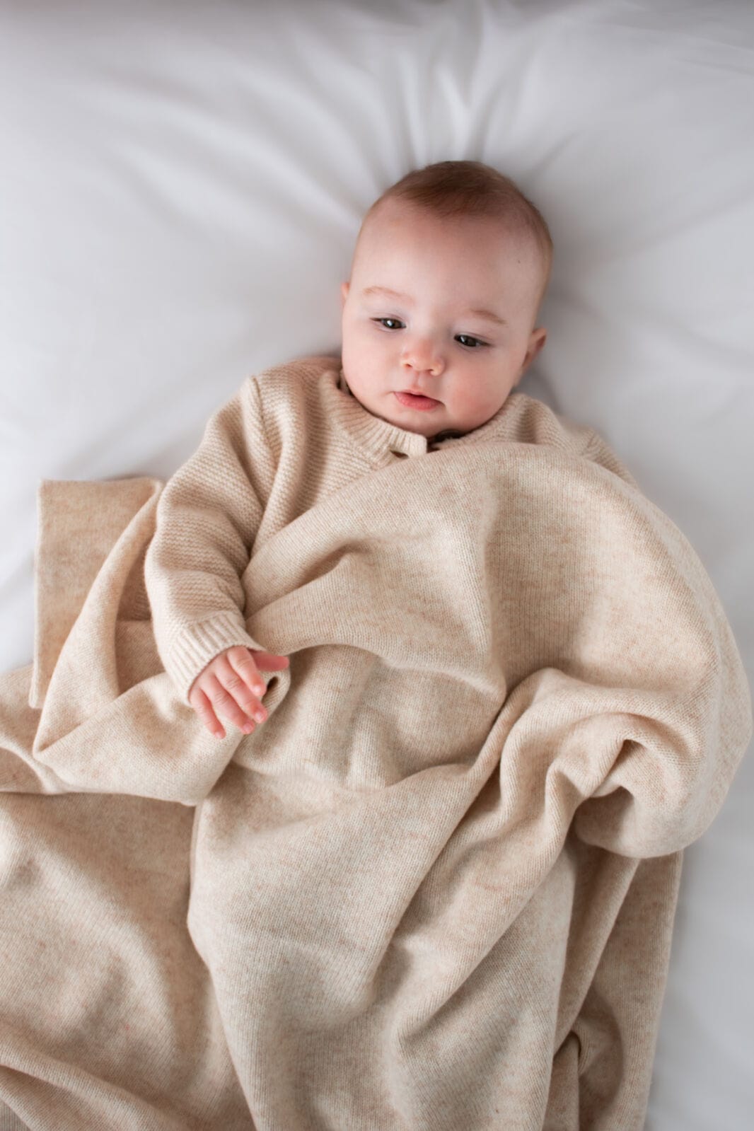 Burrow & Be Accessory Blanket 100% Wool Knit Baby Blanket - Ecru