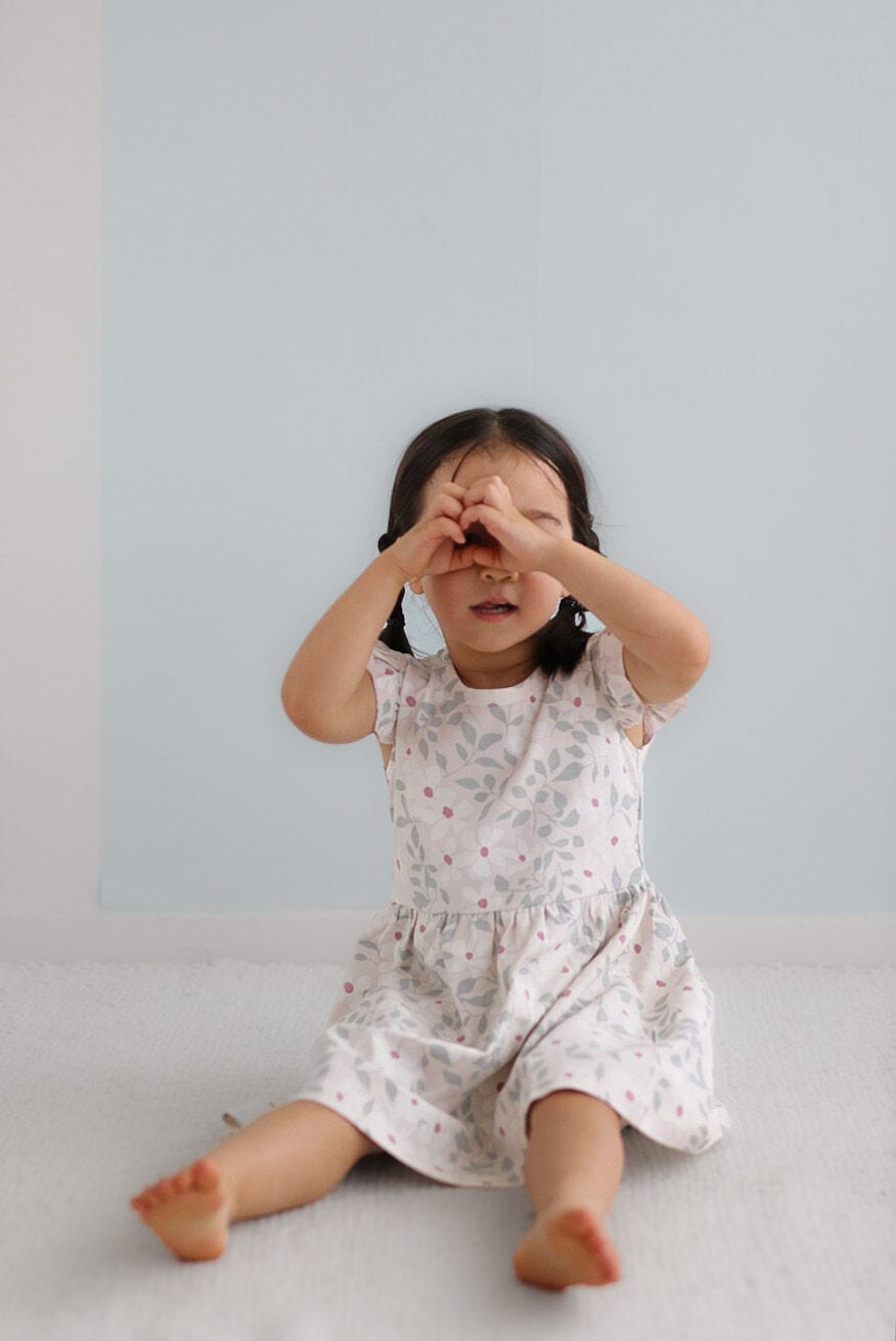 Burrow & Be Girls Dress Bellis Flutter Sleeve Dress