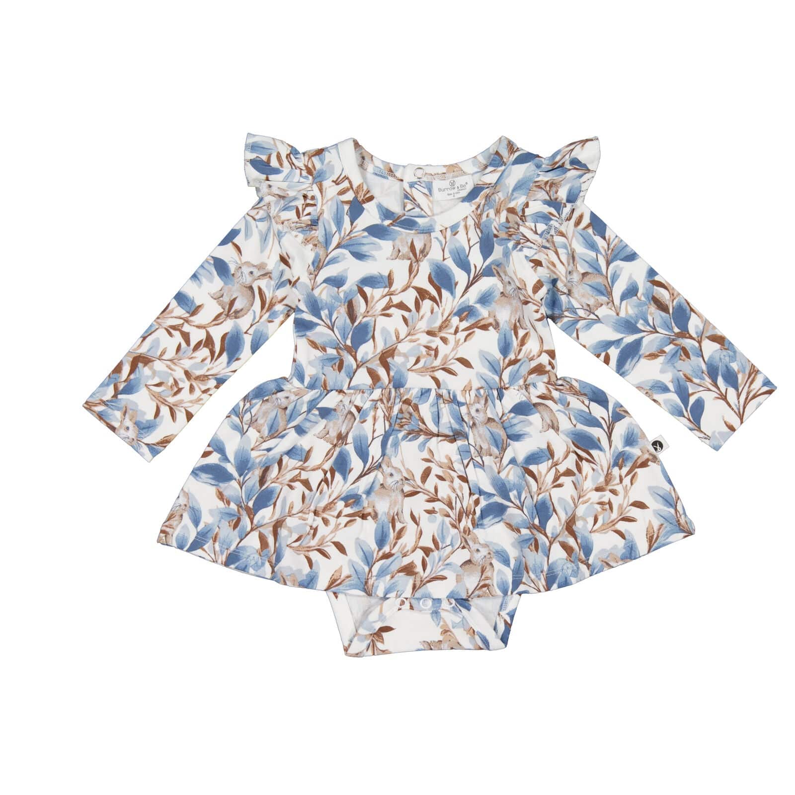 Burrow & Be Girls Dress Eden Long Sleeve Flutter Baby Dress