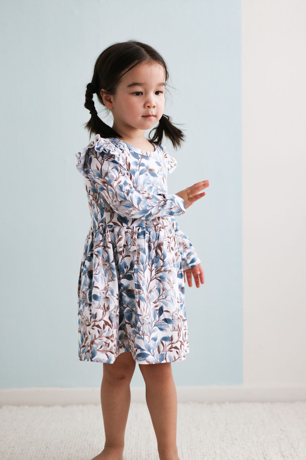 Burrow & Be Girls Dress Eden Long Sleeve Flutter Dress