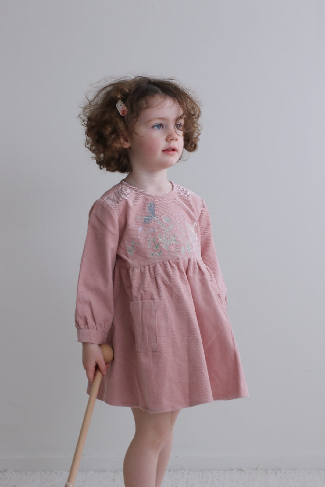 Burrow & Be Girls Dress Milly Corduroy Dress - Meadow Rose