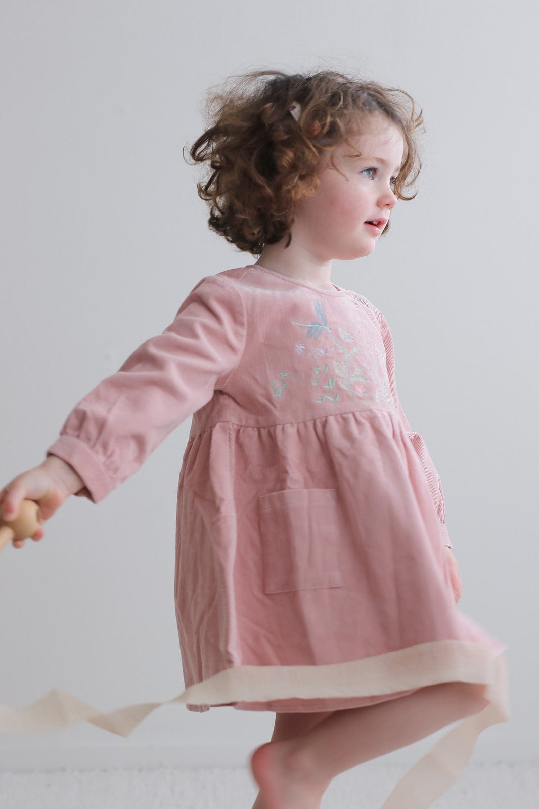 Burrow & Be Girls Dress Milly Corduroy Dress - Meadow Rose