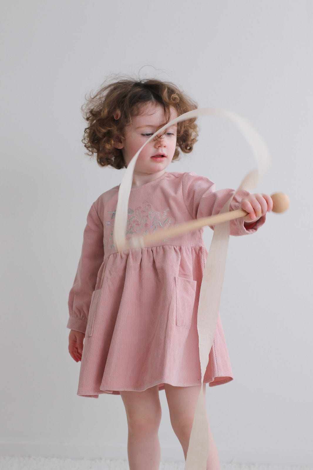 Burrow & Be Girls Dress Milly Corduroy Dress - Meadow Rose