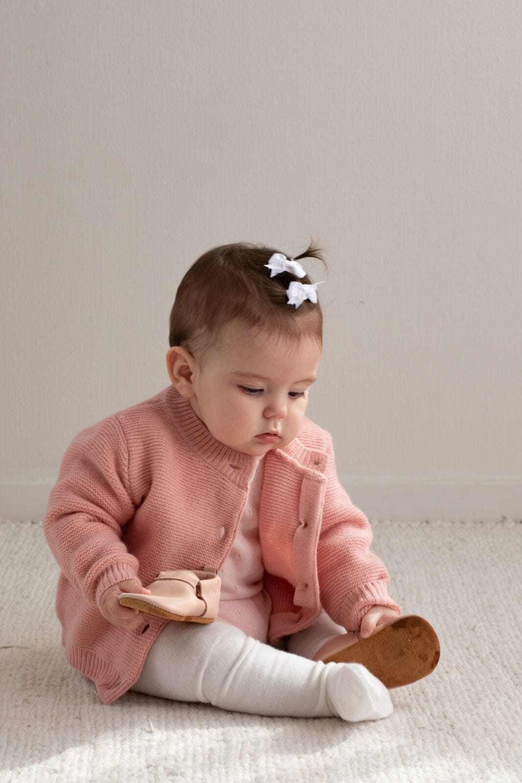 Burrow & Be Girls Jumper 0-3M 100% Wool Cardigan - Carnation