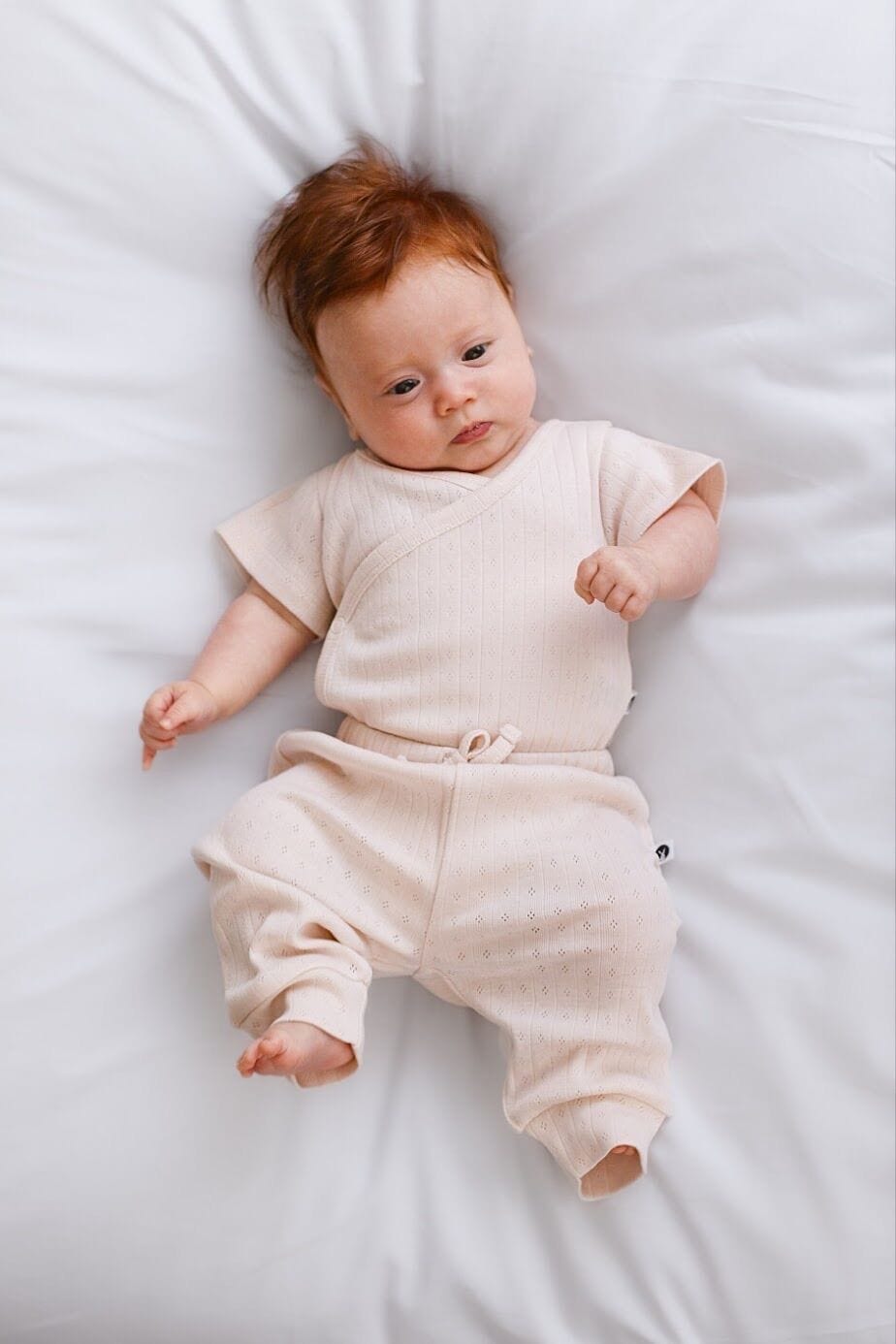 Burrow & Be Girls Onesie Almond Blush Pointelle Kimono Bodysuit