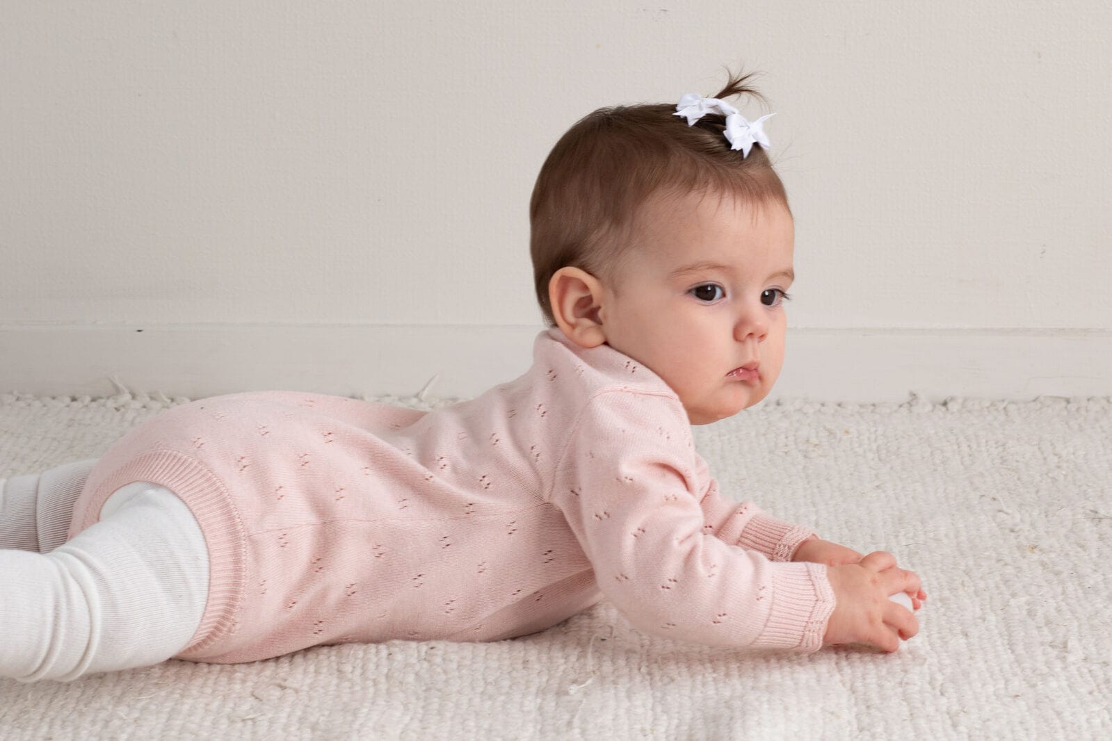 Burrow & Be Girls Onesie Harper Knit Bodysuit - Petal