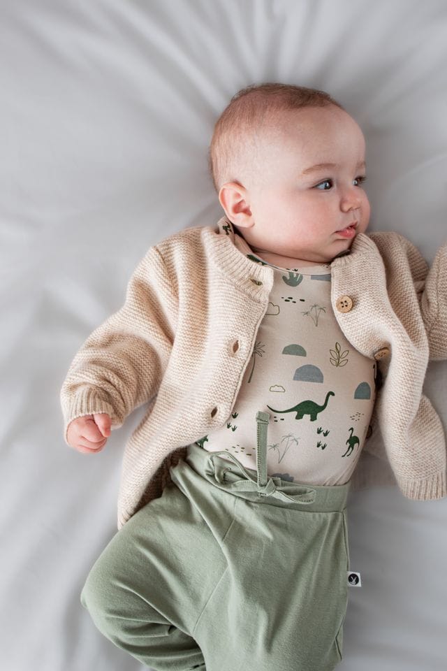 Burrow & Be Unisex Jumper 100% Wool Cardigan - Ecru