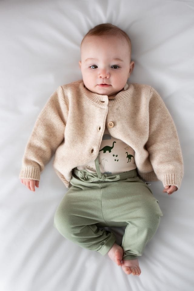 Burrow & Be Unisex Jumper 100% Wool Cardigan - Ecru