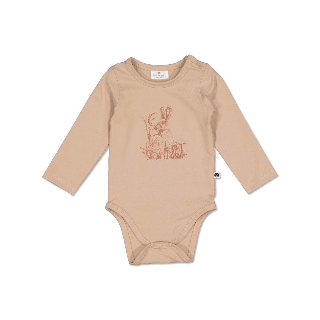 Burrow & Be Unisex Onesie Baxter Long Sleeve Bodysuit - Latte