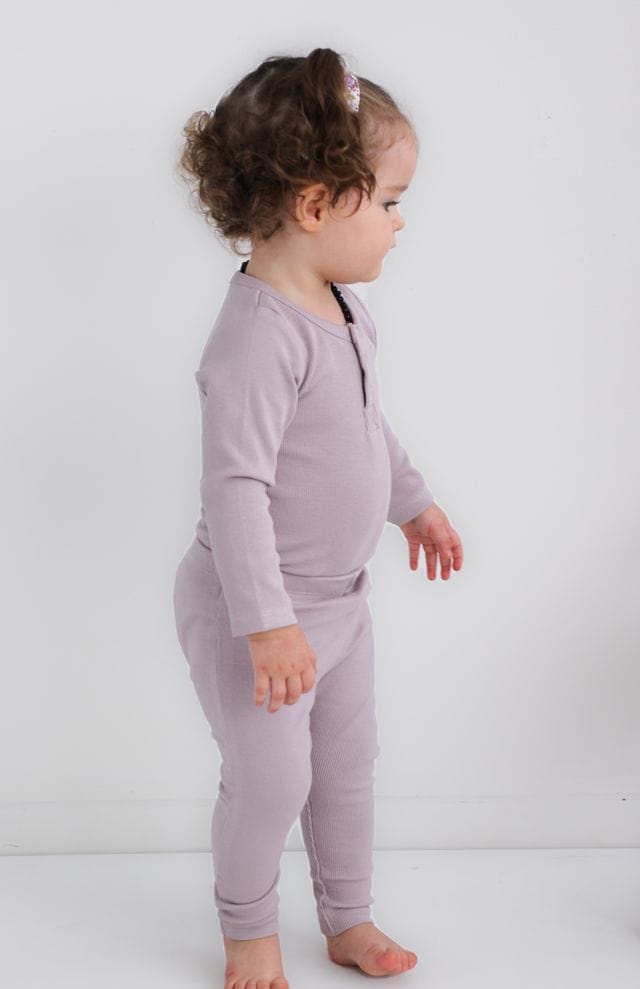 Burrow & Be Unisex Onesie Henley Rib Bodysuit - Lavender