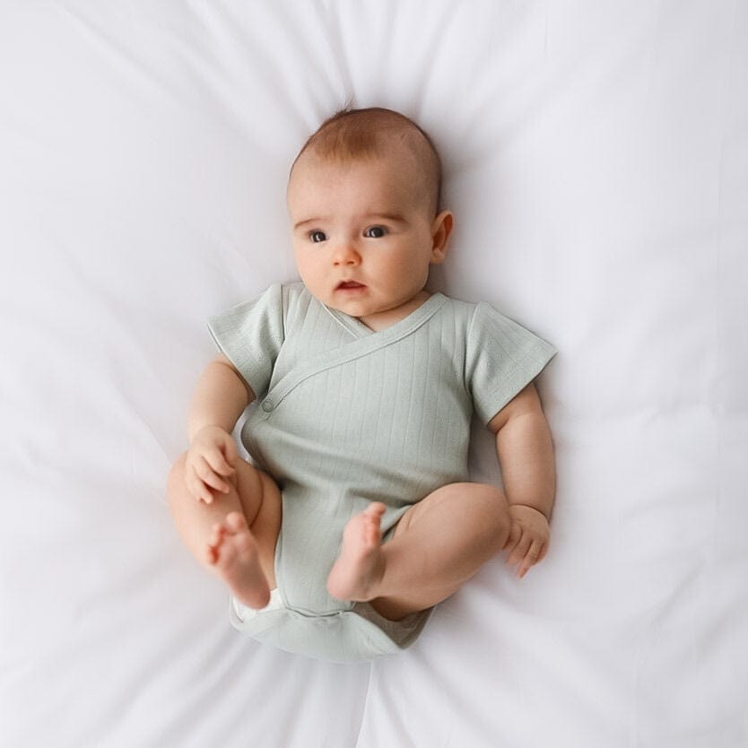 Burrow & Be Unisex Onesie NB Haze Pointelle Kimono Bodysuit