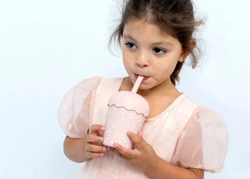 Chino Club Accessory Feeding Pink Daisy Mini Smoothie Cup & Straw 200ml