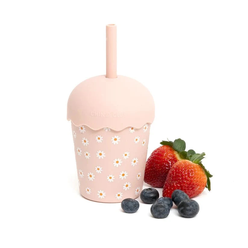 Chino Club Accessory Feeding Pink Daisy Mini Smoothie Cup & Straw 200ml