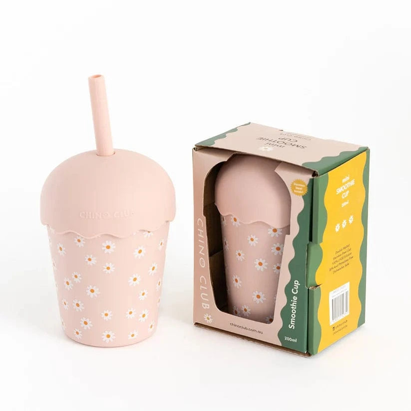 Chino Club Accessory Feeding Pink Daisy Mini Smoothie Cup & Straw 200ml
