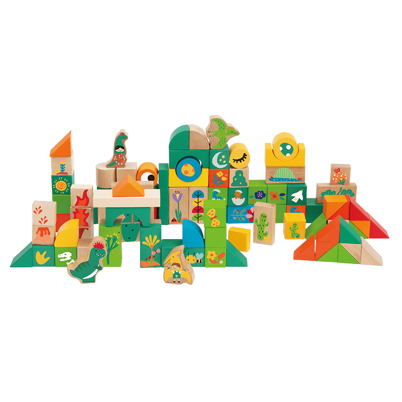 Classic World Toys Dinosaur World Blocks - 100 Pieces