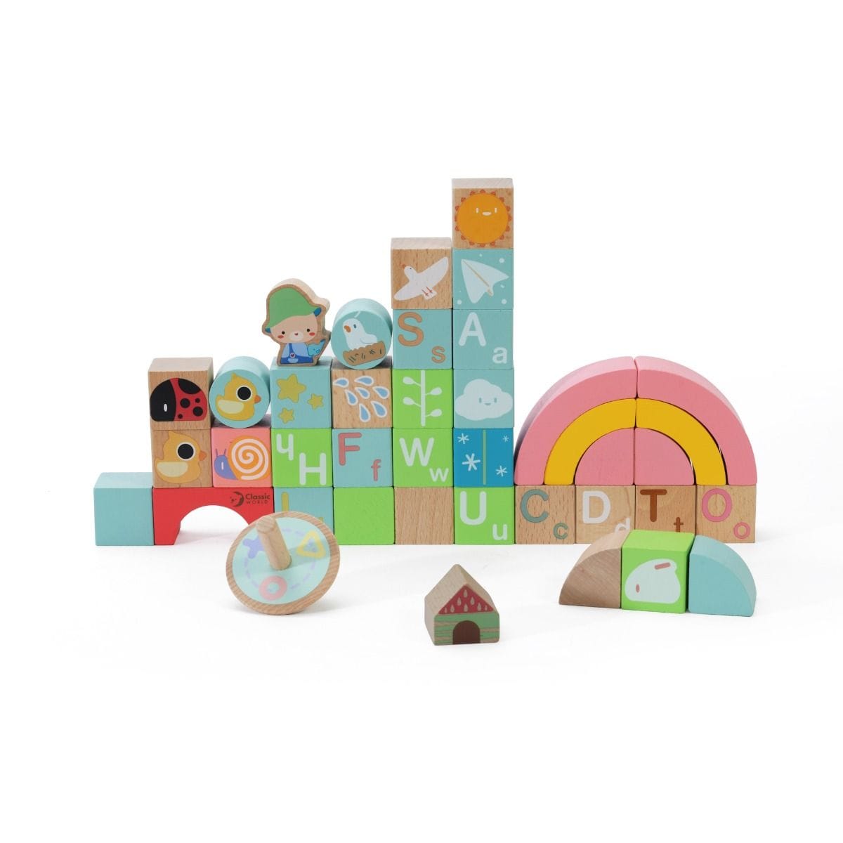 Classic World Toys Rainbow Garden Blocks - 40 Pieces