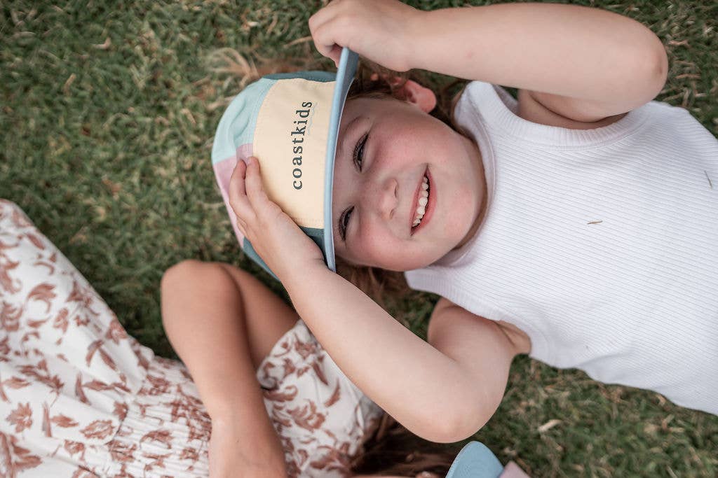 Coast Kids Hats Kids Five Panel Cap - Little Austi Hat: Yellow front
