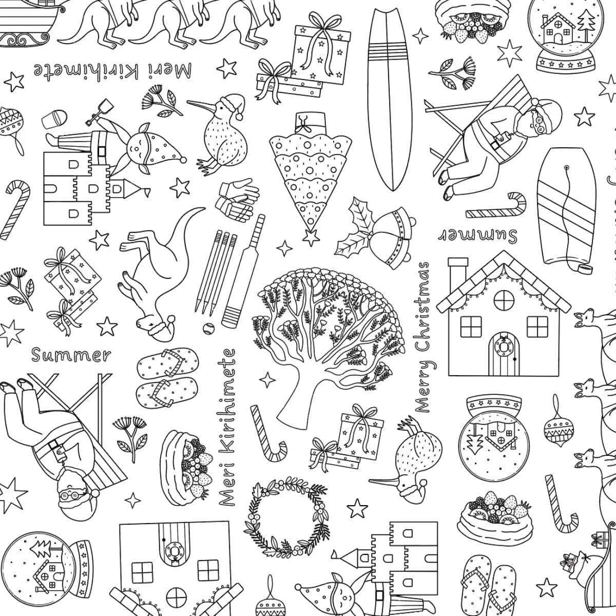 Colour Me Kids Accessory Feeding Christmas Down Under Washable & Reusable Colouring In Tablecloth Set