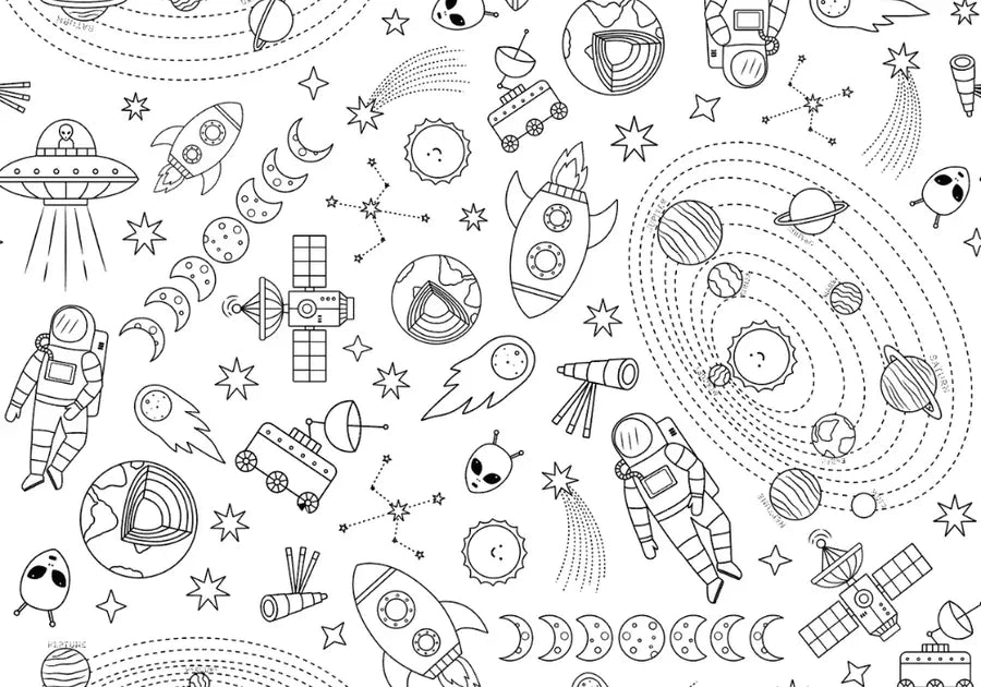 Colour Me Kids Accessory Feeding In The Stars Washable, Reusable Colouring-In Solo Mats with Pens