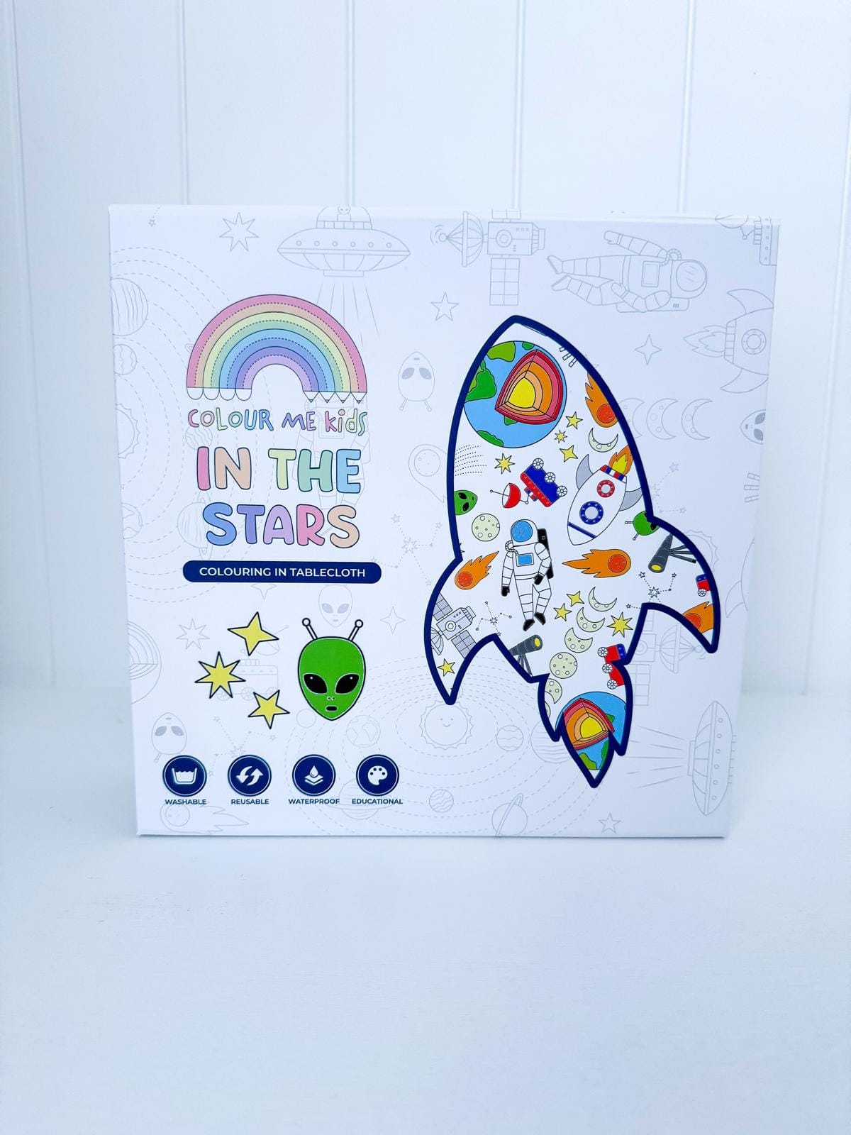 Colour Me Kids Accessory Feeding In The Stars Washable & Reusable Colouring In Tablecloth Set