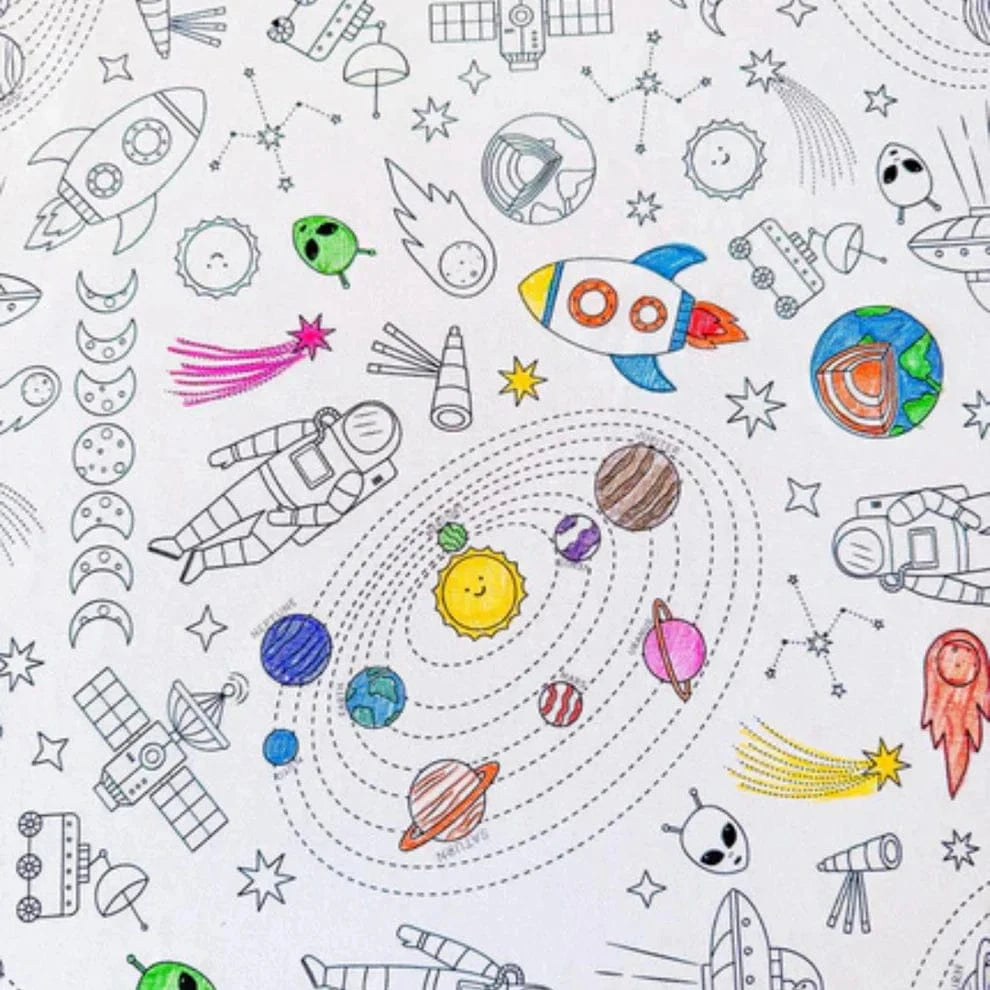 Colour Me Kids Accessory Feeding In The Stars Washable & Reusable Colouring In Tablecloth Set
