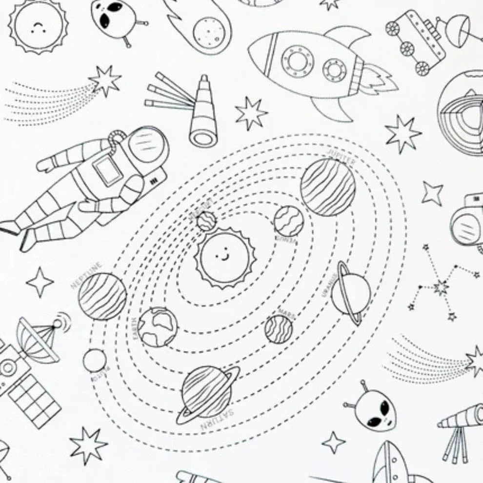 Colour Me Kids Accessory Feeding In The Stars Washable & Reusable Colouring In Tablecloth Set