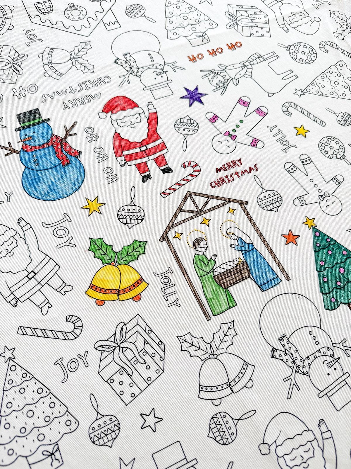 Colour Me Kids Accessory Feeding Merry Magic Washable & Reusable Colouring In Tablecloth Set