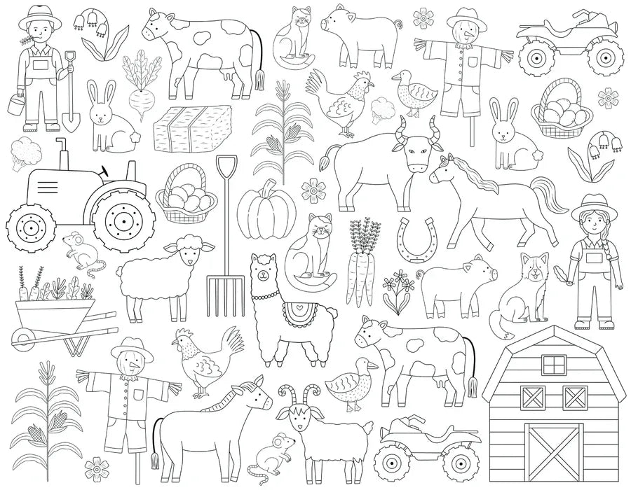 Colour Me Kids Accessory Feeding On The Farm Washable, Reusable Colouring-In Solo Mats with Pens