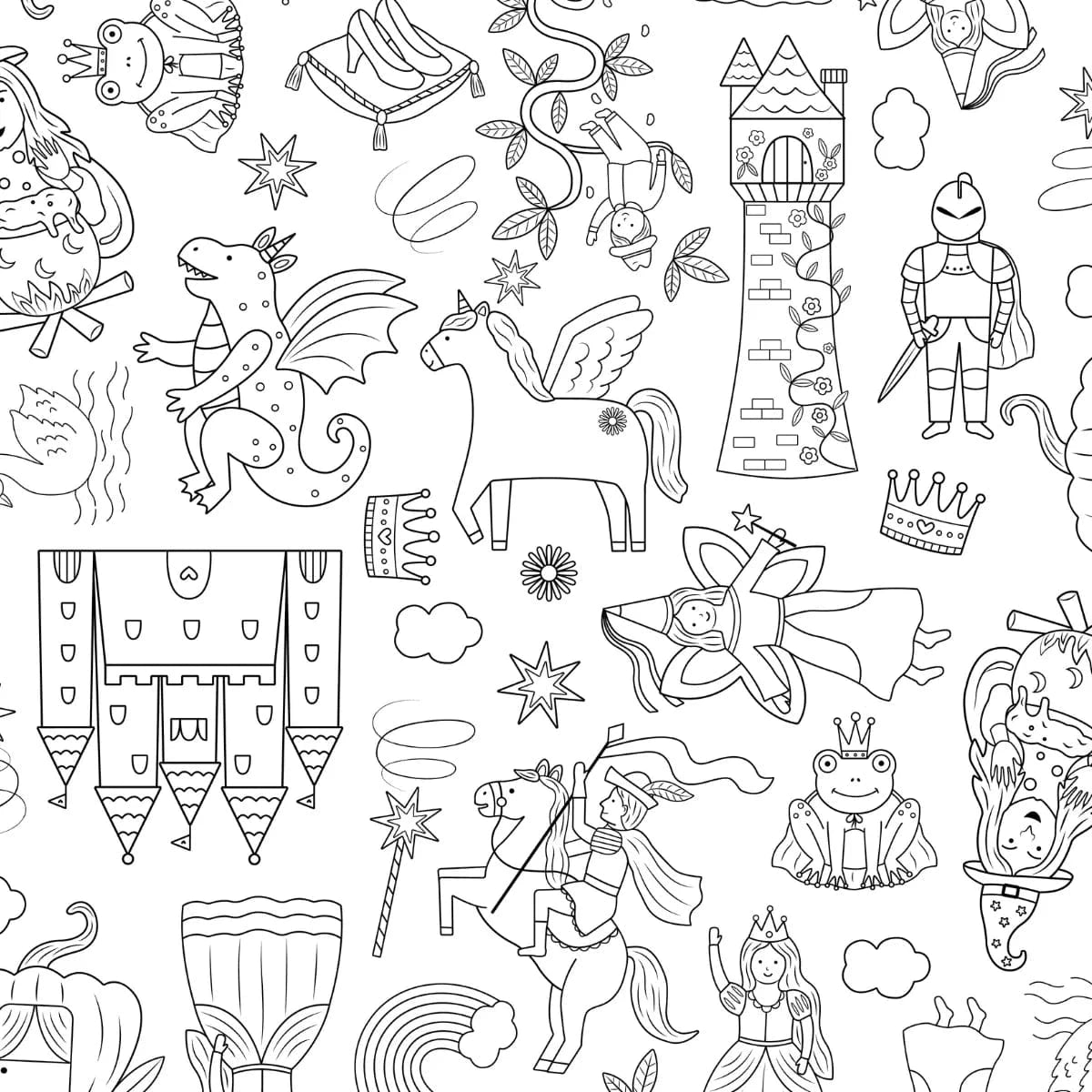 Colour Me Kids Accessory Feeding Once Upon A Time Washable, Reusable Colouring In Tablecloth Set