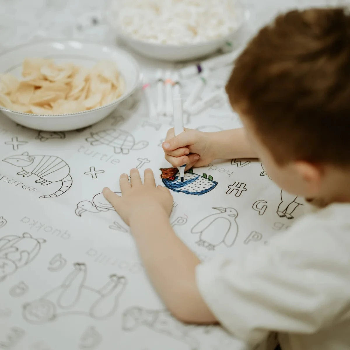 Colour Me Kids Accessory Feeding Washable, Reusable Colouring In Tablecloth Set