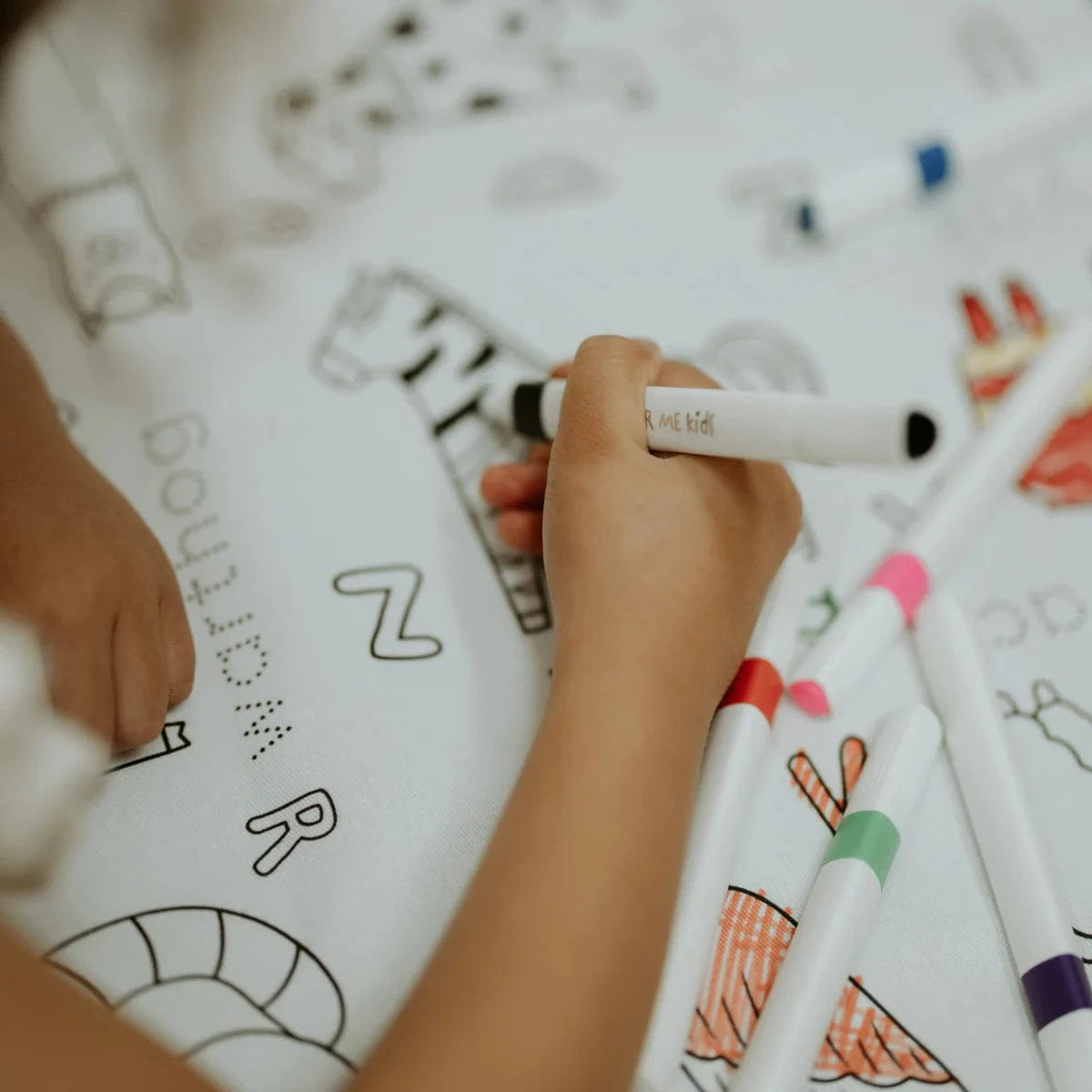 Colour Me Kids Accessory Feeding Washable, Reusable Colouring In Tablecloth Set