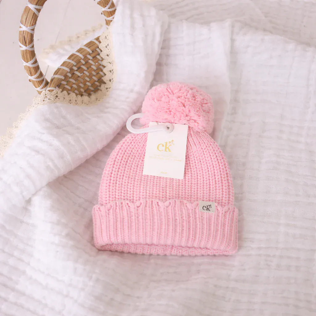 Confetti Kidz Accesories Hats Scallop Knit Beanie - Soft Pink