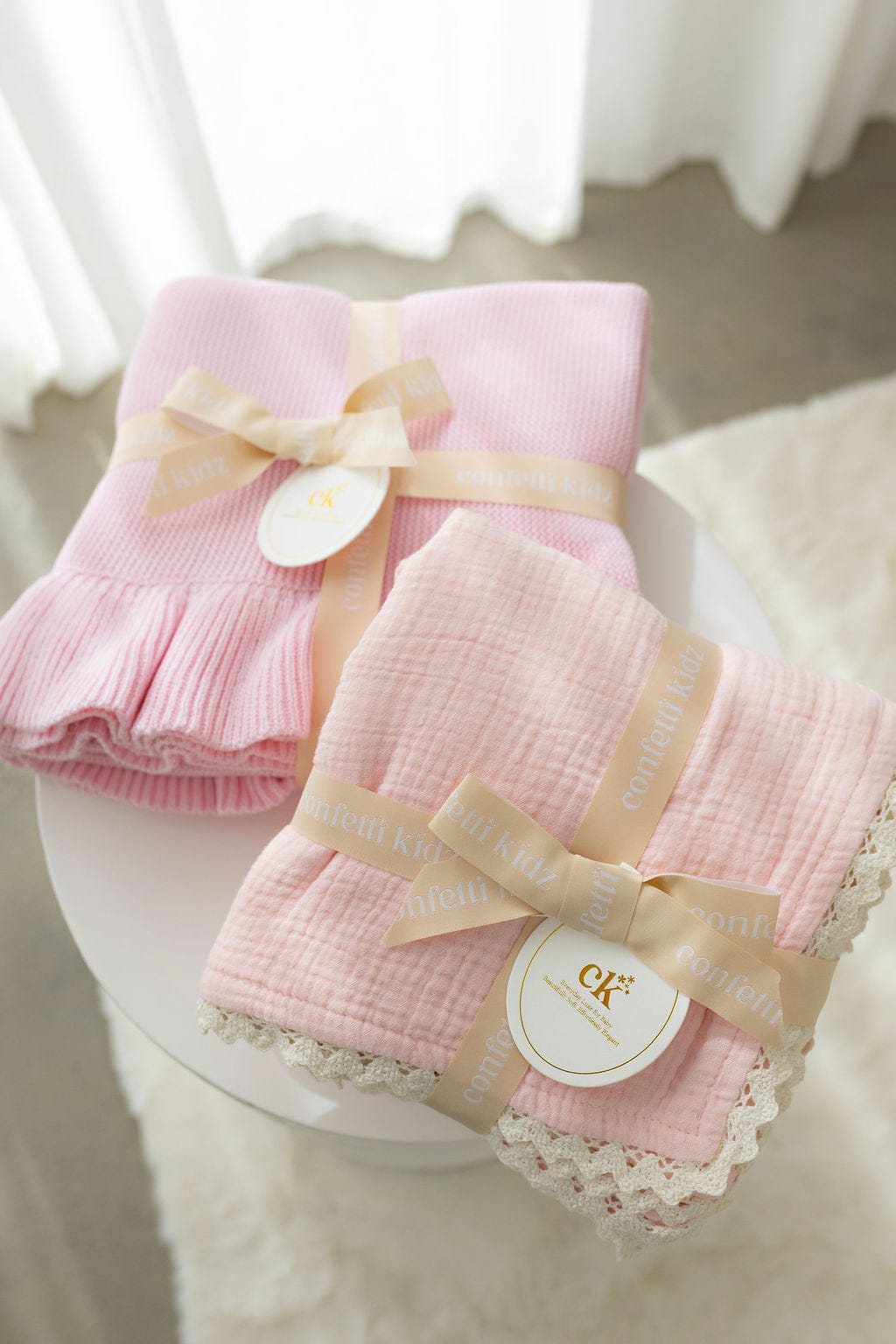 Confetti Kidz Accessory Blanket Frilly Knit Blanket - Soft Pink