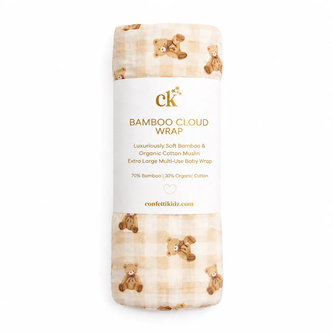 Confetti Kidz Accessory Blanket Gingham Teddy Bamboo Cloud Wrap