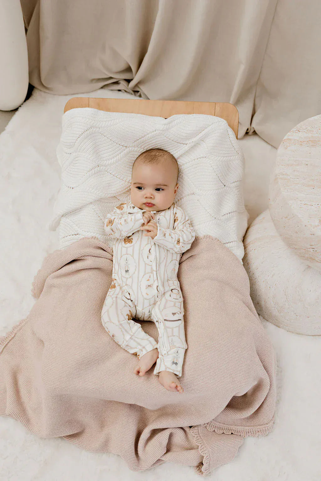 Confetti Kidz Accessory Blanket Heritage Knit Blanket - Biscotti