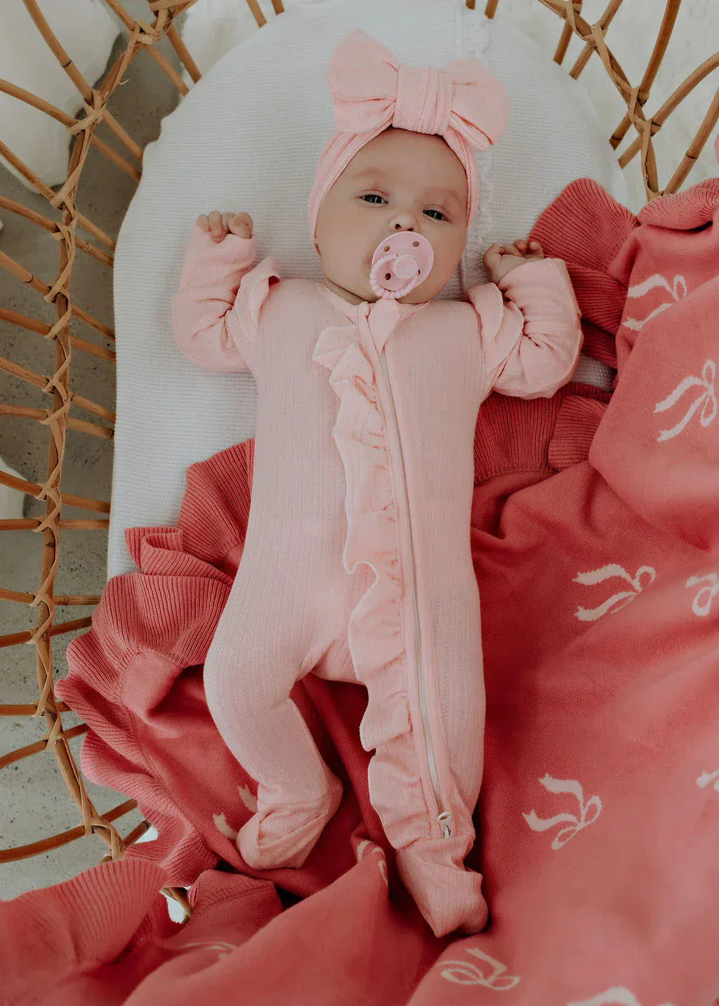 Confetti Kidz Accessory Hair Oversized Top Knot - Candy Pink Pointelle