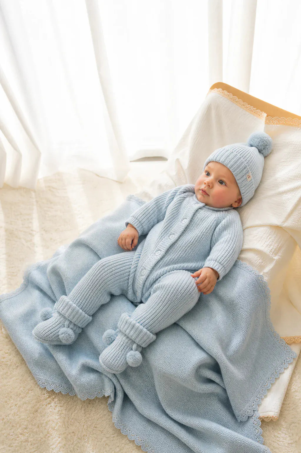 Confetti Kidz Boys All In Ones Chunky Knit Romper - Traditional Blue