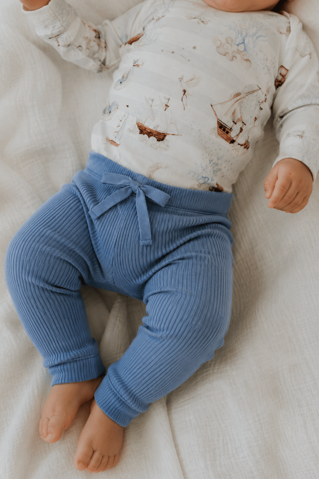 Confetti Kidz Boys Pants Dusty Blue Ribbed Leggings