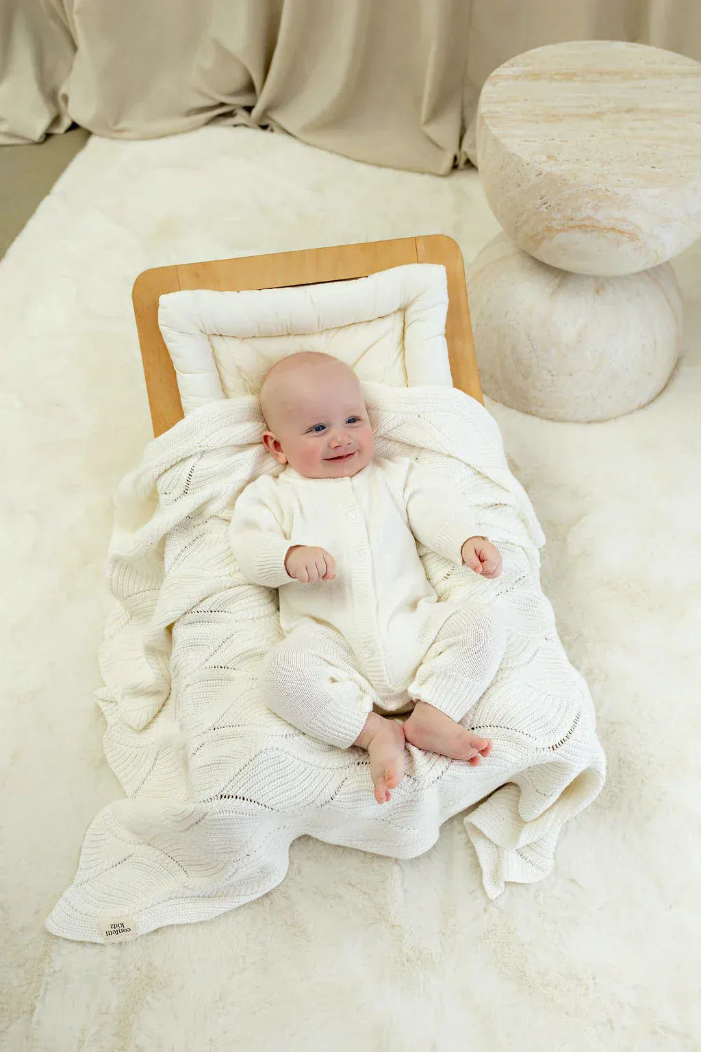 Confetti Kidz Girls All In One Classic Knit Romper - Milk