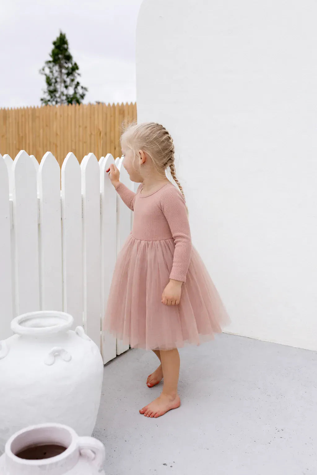 Confetti Kidz Girls Dress 1Y Dusty Pink Sparkles - Long Sleeve Tulle Dress