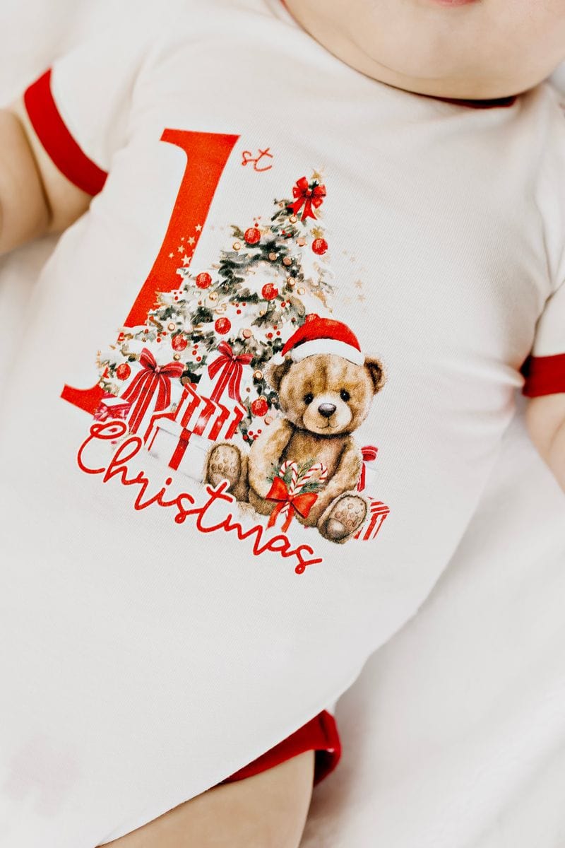 Confetti Kidz Girls Onesie My First Christmas Bamboo Bodysuit