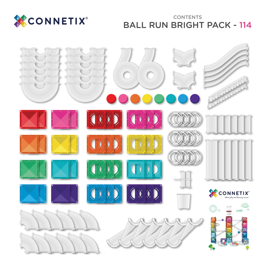 Connetix Toys Connetix - Ball Run Bright Pack 114 pc