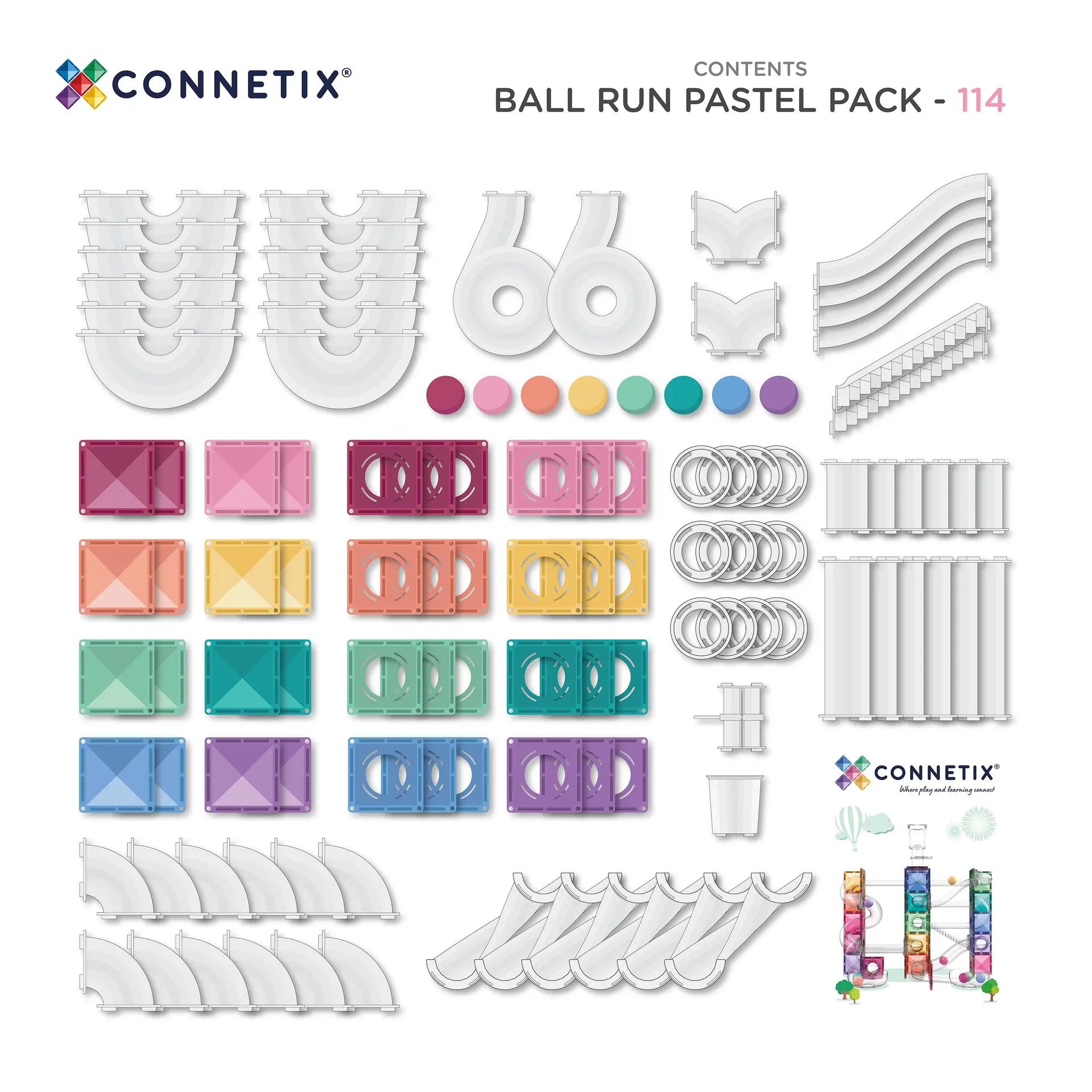 Connetix Toys Connetix - Ball Run Pastel Pack 114 pc