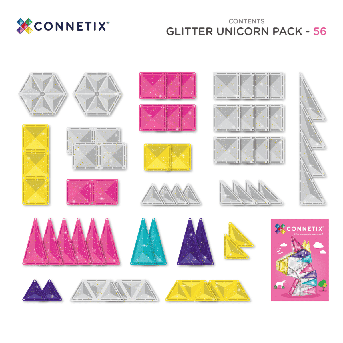Connetix Toys Connetix - Glitter Unicorn Pack 56 pc
