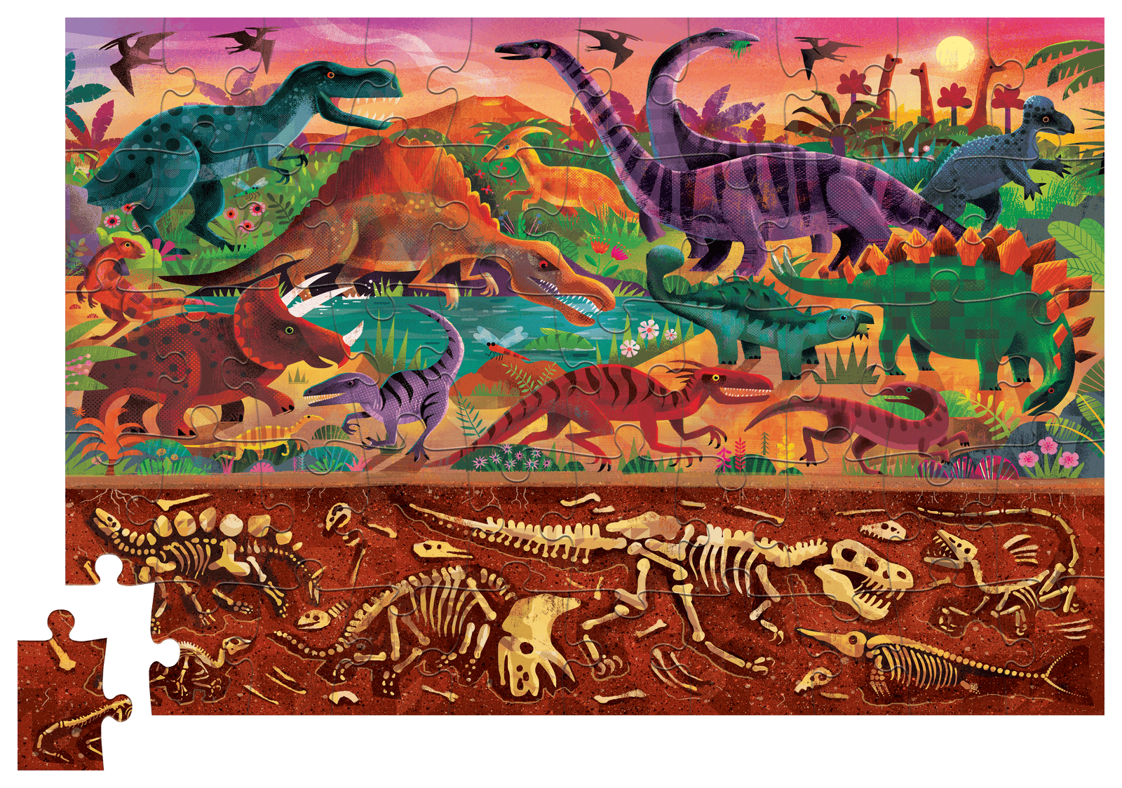 Crocodile Creek Toys 50pc Holographic Puzzle - Dinosaurs
