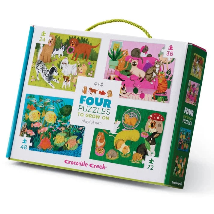 Crocodile Creek Toys Four Puzzles 24pc, 36pc, 48pc & 72pc - Playful Pets