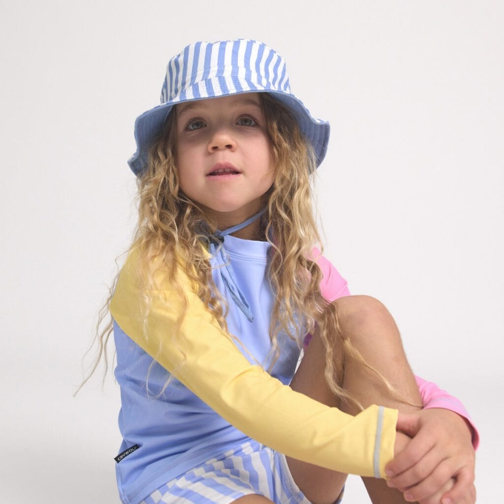 Crywolf Accessories Hats Reversible Bucket Hat - Sky Blue Stripe