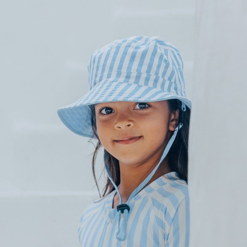 Crywolf Accessories Hats Reversible Bucket Hat - Sky Blue Stripe